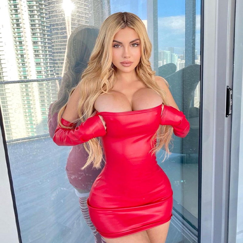 Sexy PU Strapless Waist Bag Hip Cuff Women's Dress