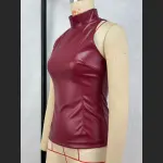 Solid Color PU Slim Fit And Slimming Half High Neck Sleeveless Vest