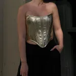 Fashionable Metallic Waistband Top Sexy Base Shirt Strapless Vest