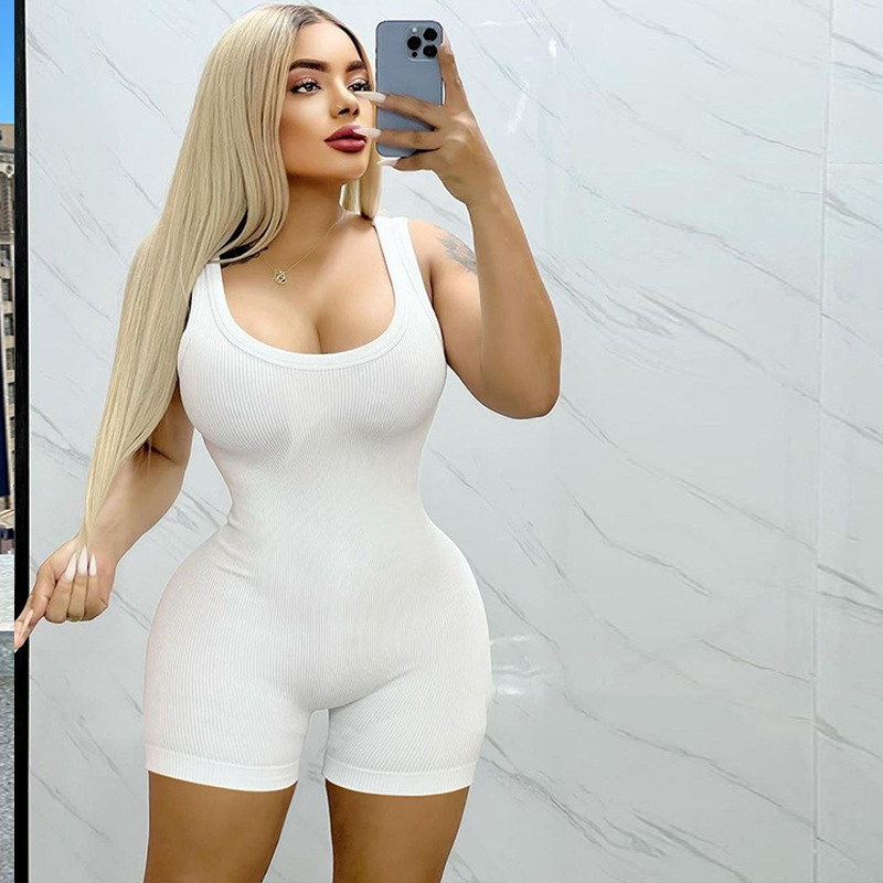 Fashionable Solid Color Slim Fitting And Slimming Backless Jumpsuit