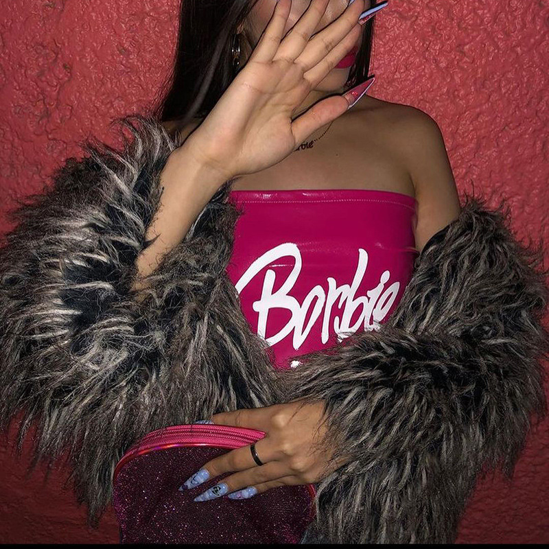 PU Printed Sexy Chest Hugging Vest