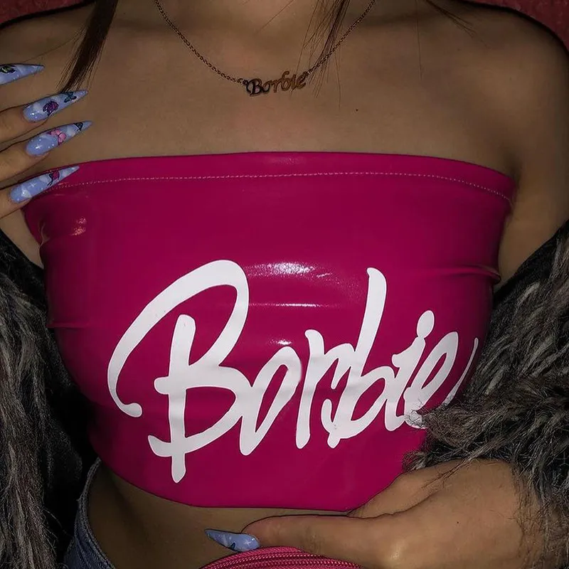 PU Printed Sexy Chest Hugging Vest