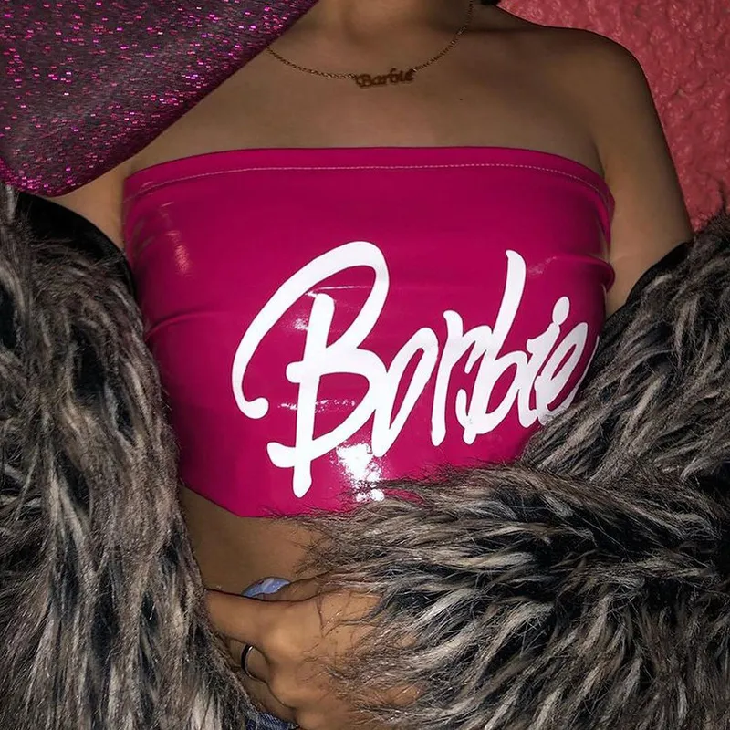 PU Printed Sexy Chest Hugging Vest