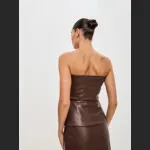 Single Breasted Sexy Strapless PU Strapless Vest