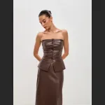 Single Breasted Sexy Strapless PU Strapless Vest
