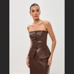 Single Breasted Sexy Strapless PU Strapless Vest