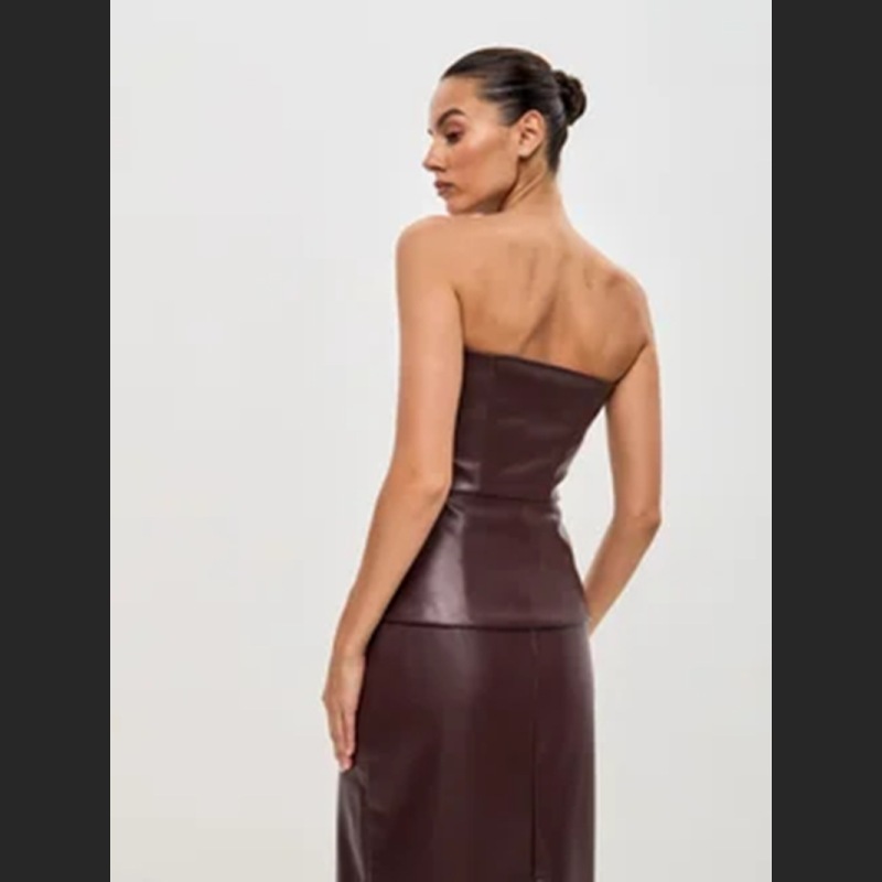 Single Breasted Sexy Strapless PU Strapless Vest