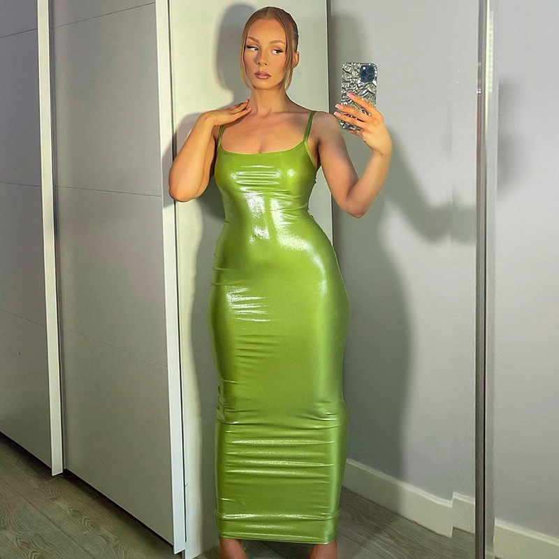 Slimming Solid Color Hip Wrapping Skirt Strap Skirt Dress