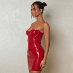 Strapless And Hip Hugging Sexy Backless Waist Cinching Dress