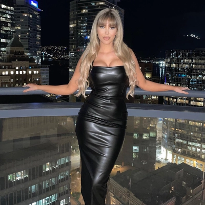 Tailored PU vest, long skirt, camisole dress 01