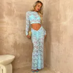 Two Piece Set Of High Waisted Long Sleeved Waist Bag Waist And Hip Skirt