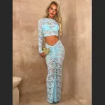 Two Piece Set Of High Waisted Long Sleeved Waist Bag Waist And Hip Skirt