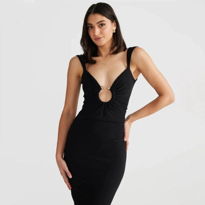 V-Neck Backless Irregular Dress Women's Dress Slit Dress 01