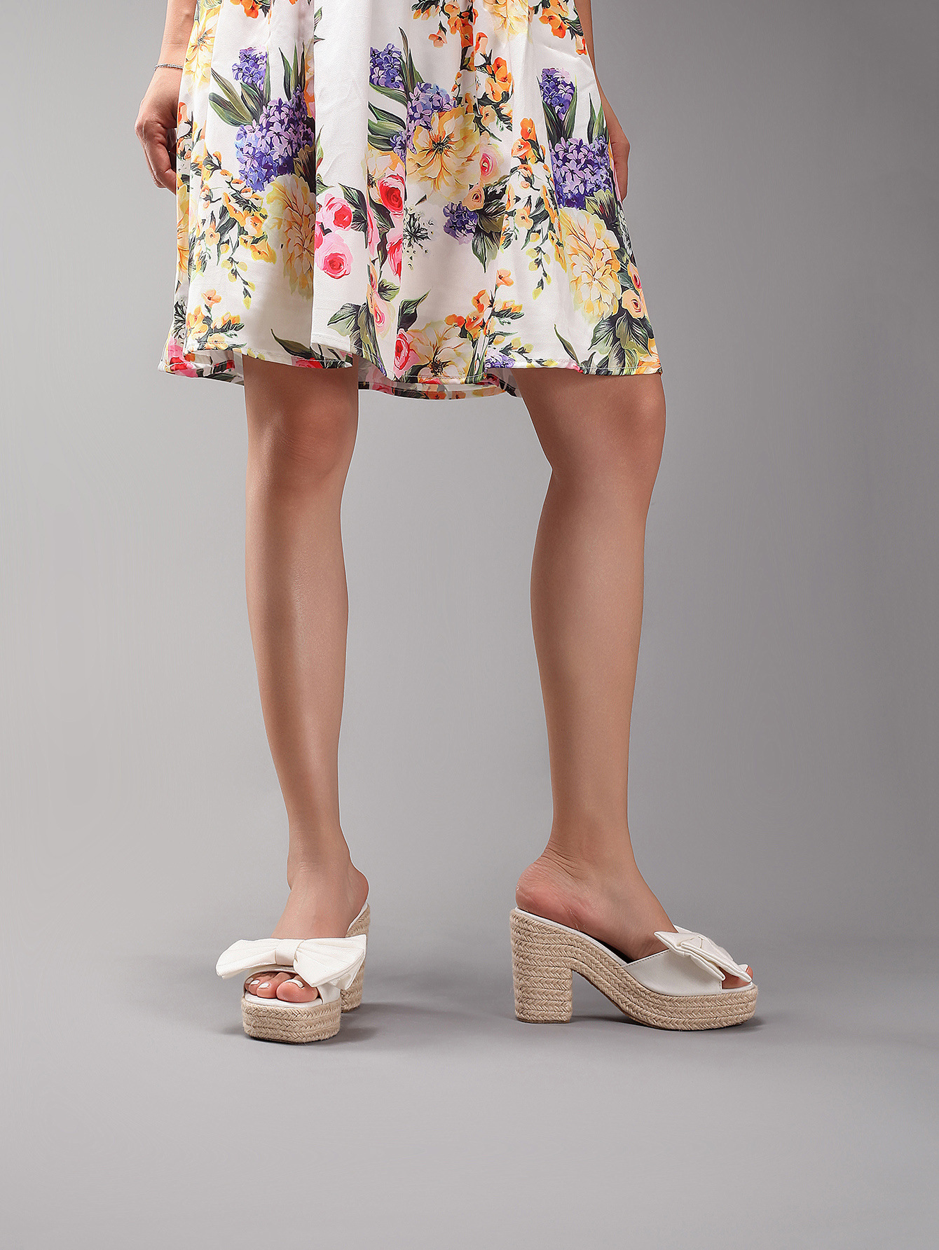 Bow Tie Hemp Rope Wedge Heel Thick Soled Sandals