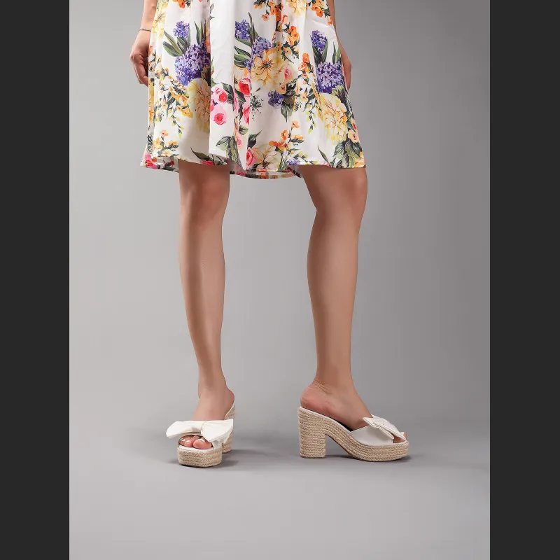 Bow Tie Hemp Rope Wedge Heel Thick Soled Sandals