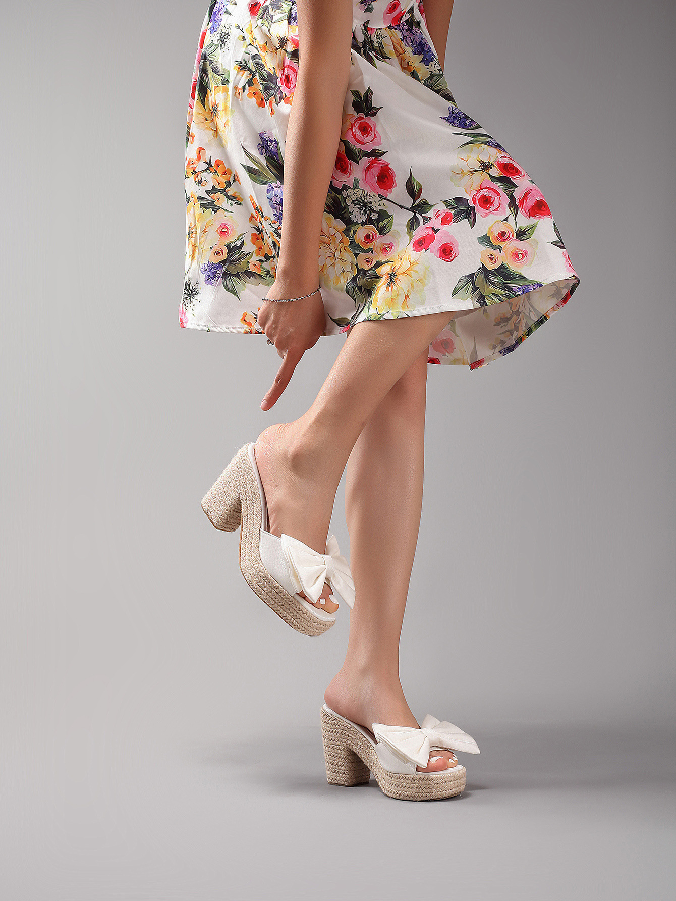 Bow Tie Hemp Rope Wedge Heel Thick Soled Sandals