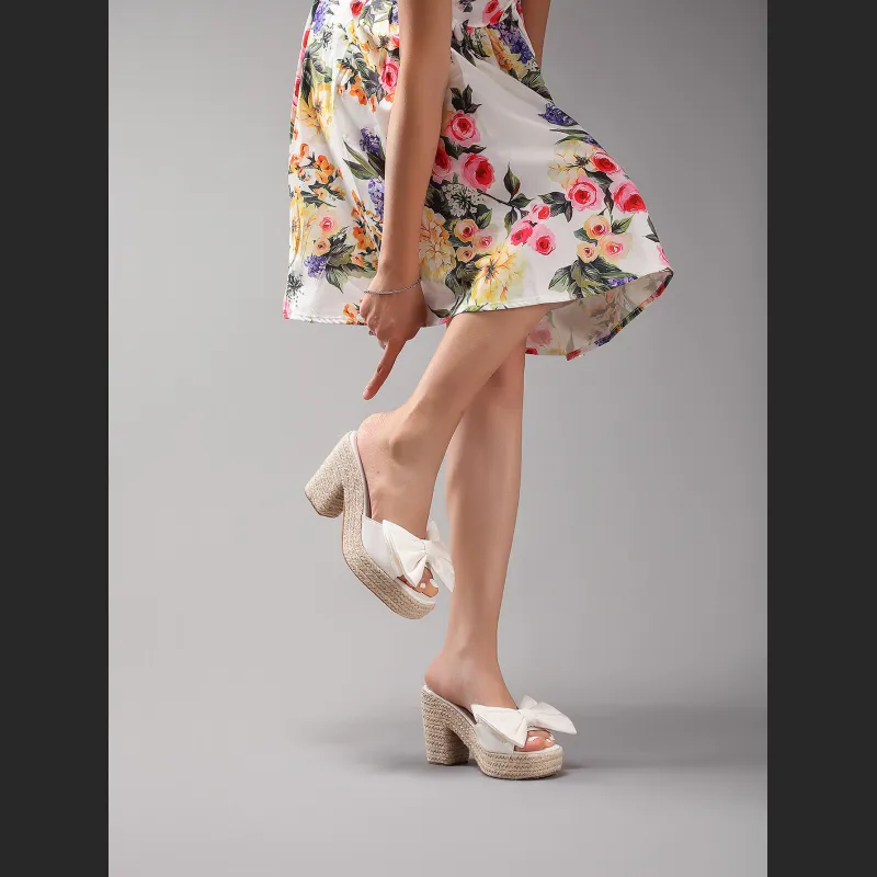 Bow Tie Hemp Rope Wedge Heel Thick Soled Sandals