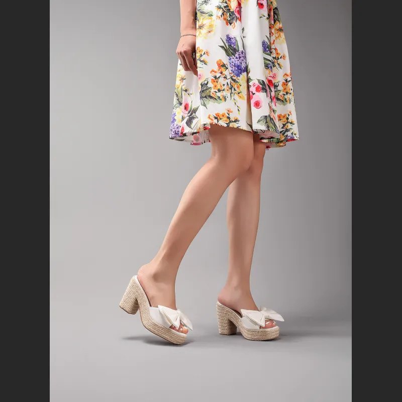Bow Tie Hemp Rope Wedge Heel Thick Soled Sandals
