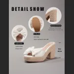 Bow Tie Hemp Rope Wedge Heel Thick Soled Sandals