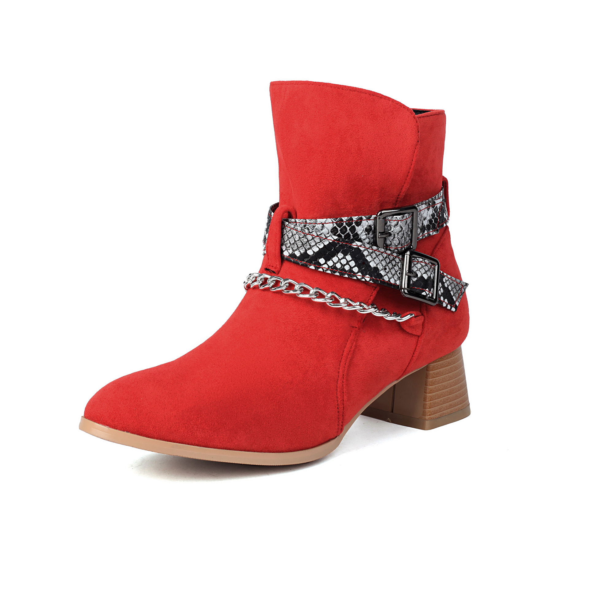 Color Blocked Belt Buckle Short Boots, British Trend Martin Boots