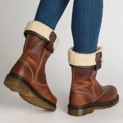 Cotton Boots, Low Heel, Mid Length Casual Boots 02