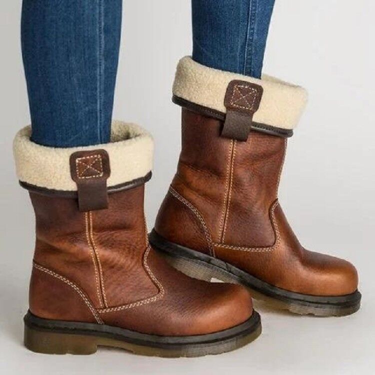 Cotton Boots, Low Heel, Mid Length Casual Boots