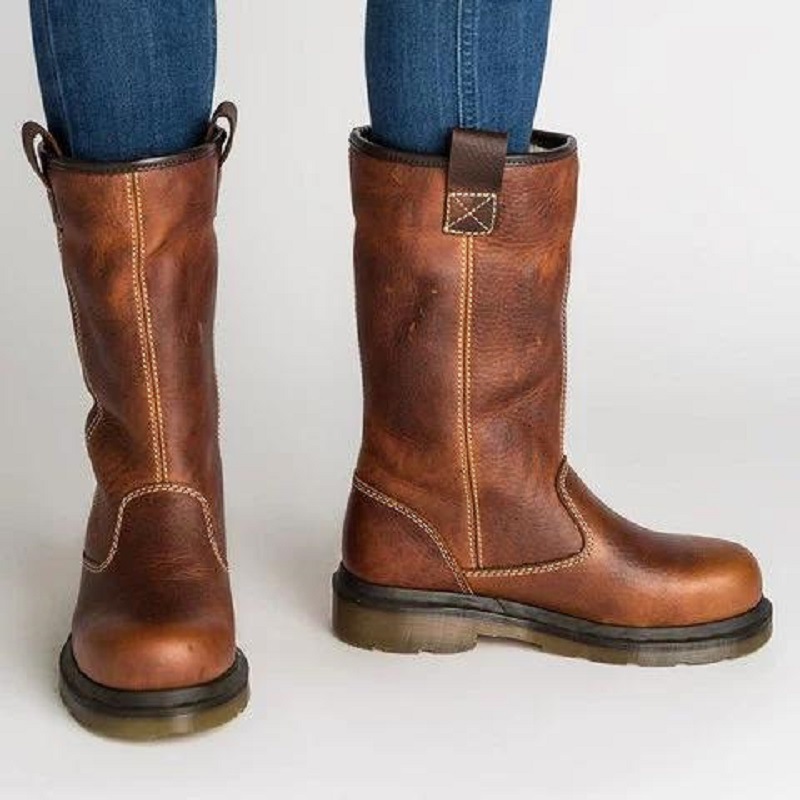 Cotton Boots, Low Heel, Mid Length Casual Boots