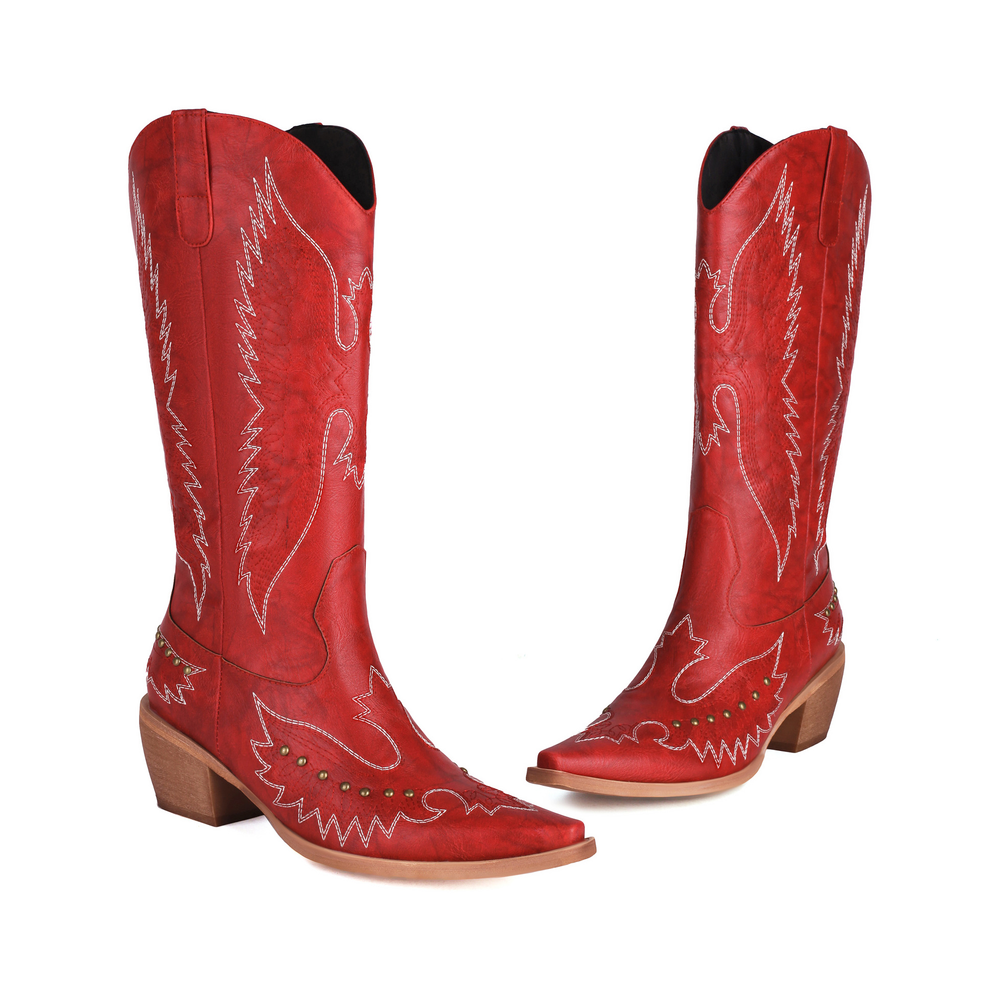 Fashionable Embroidered Pointed Riveted Boots