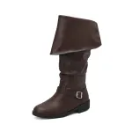 Flip Up High Top Leather Boots With Front Lace Up Martin Boots
