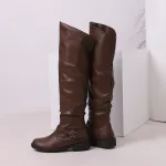 Flip Up High Top Leather Boots With Front Lace Up Martin Boots