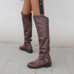 Flip Up High Top Leather Boots With Front Lace Up Martin Boots