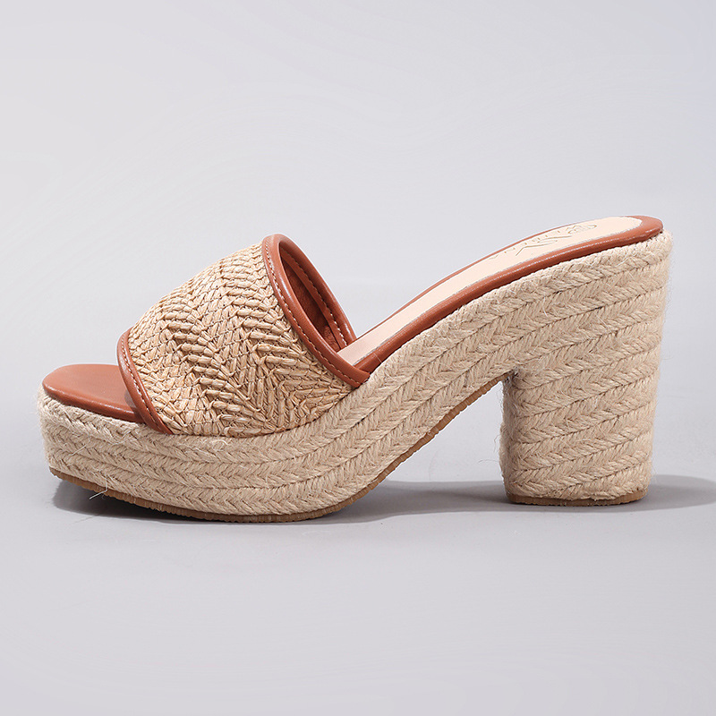 Hemp Rope Casual Summer Waterproof Platform High Heels