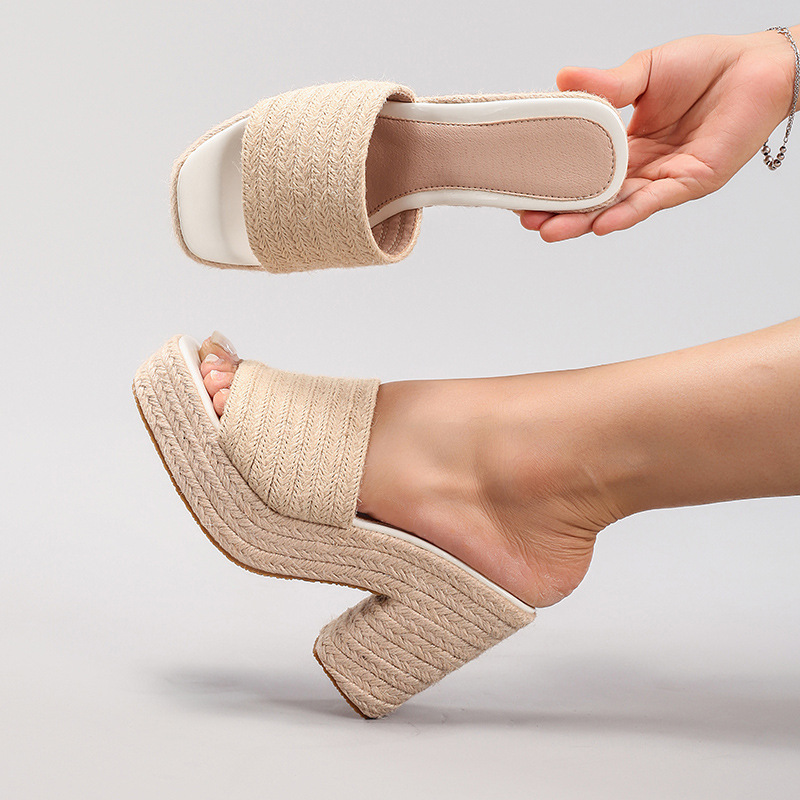 Hemp Rope Casual Summer Waterproof Platform High Heels