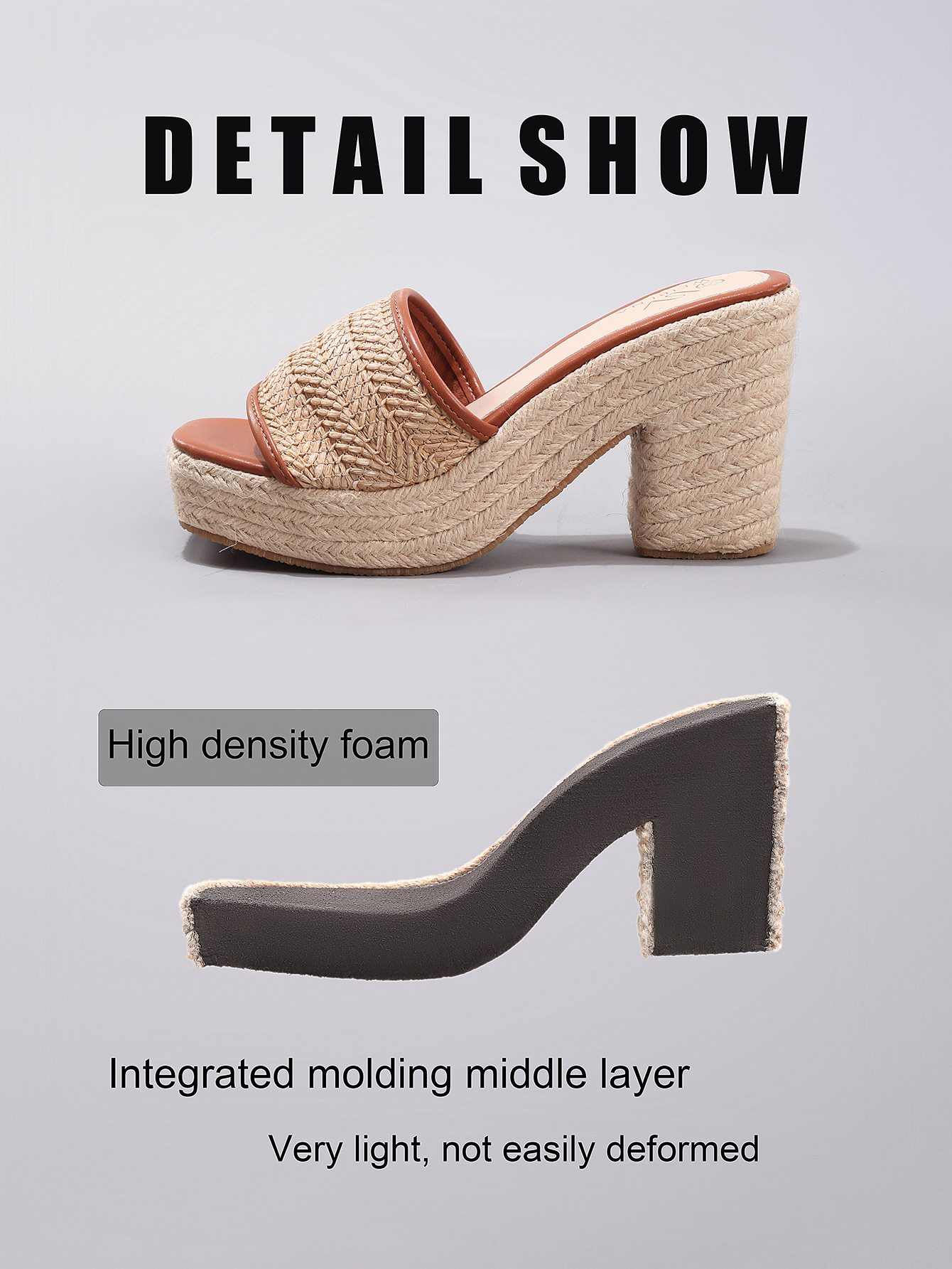 Hemp Rope Casual Summer Waterproof Platform High Heels