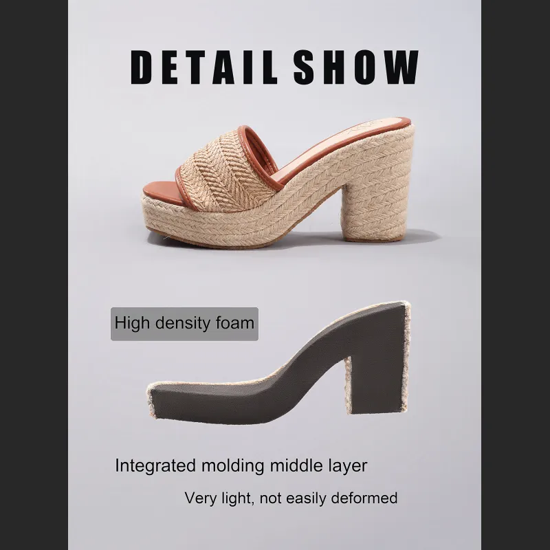 Hemp Rope Casual Summer Waterproof Platform High Heels
