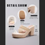 Hemp Rope Slope And Thick Soled Sandals With Toe Pinching
