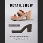 Hemp Rope Slope And Thick Soled Sandals With Toe Pinching
