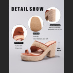 Hemp Rope Slope And Thick Soled Sandals With Toe Pinching