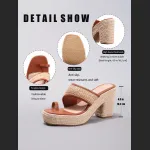 Hemp Rope Slope And Thick Soled Sandals With Toe Pinching
