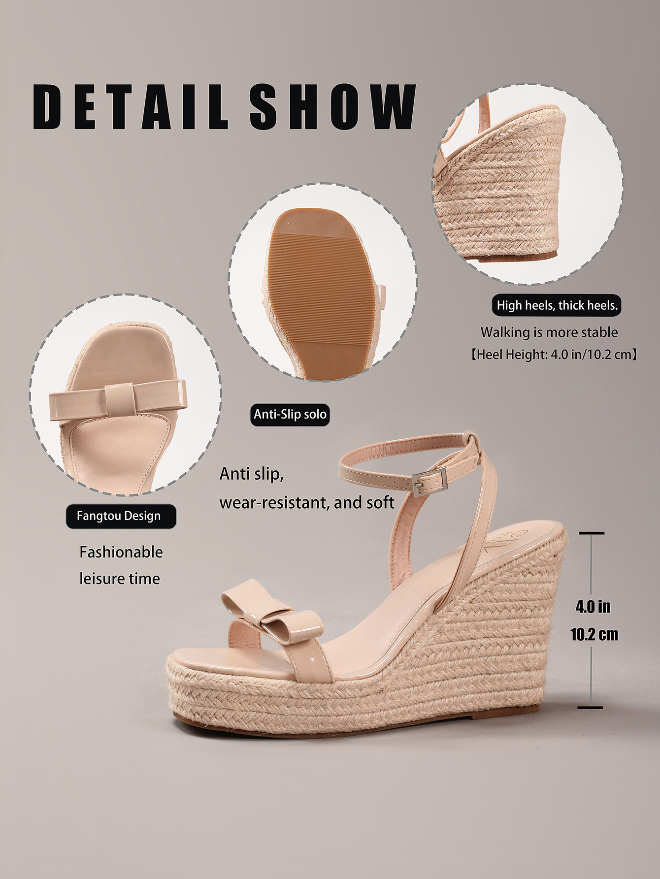 Holiday Leisure High-Heeled Slippers Waterproof Table