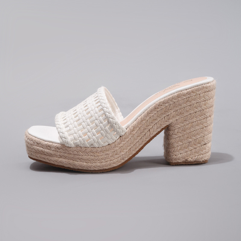 Hollow Hemp Rope Wedge Sandals