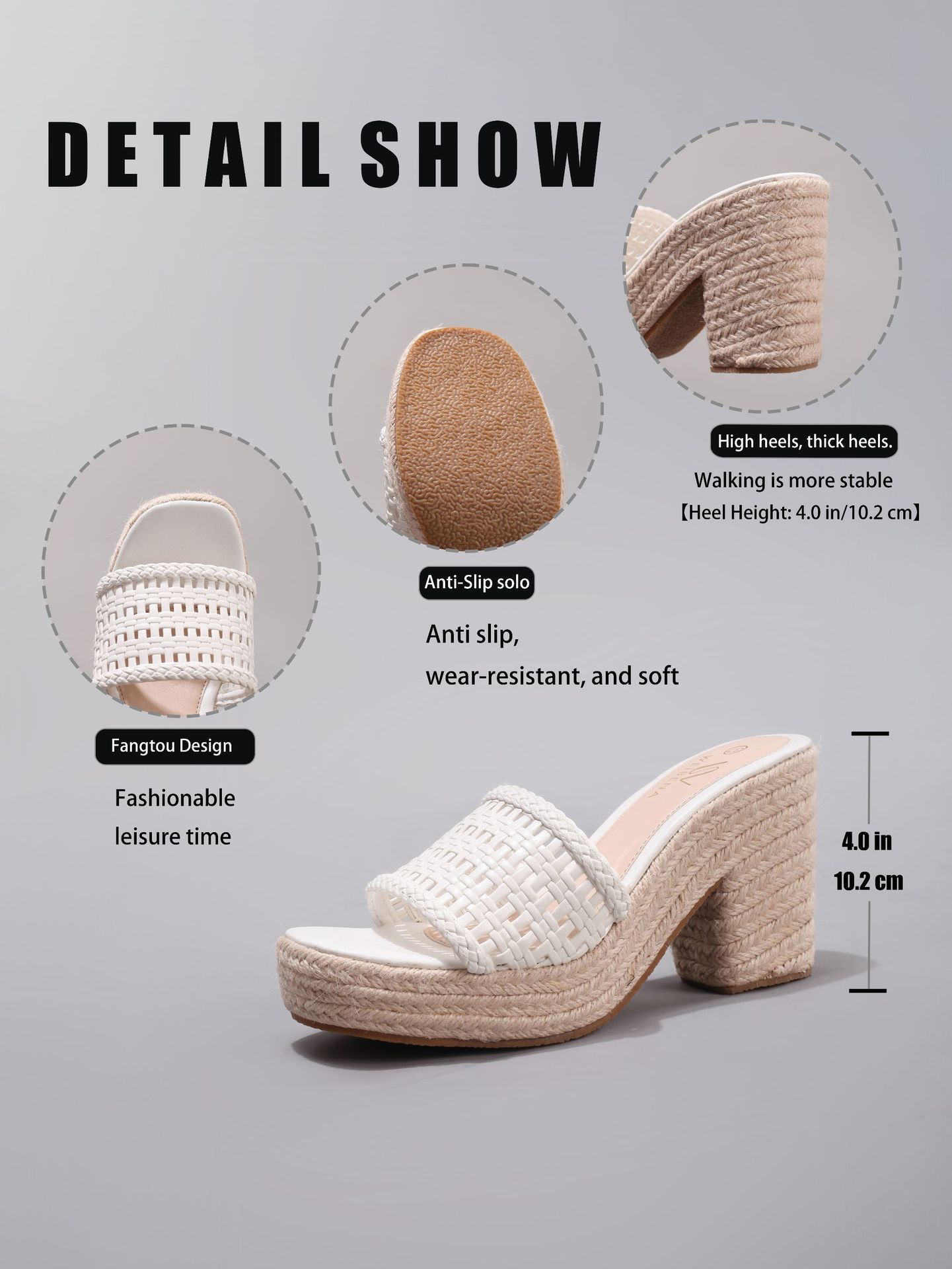 Hollow Hemp Rope Wedge Sandals