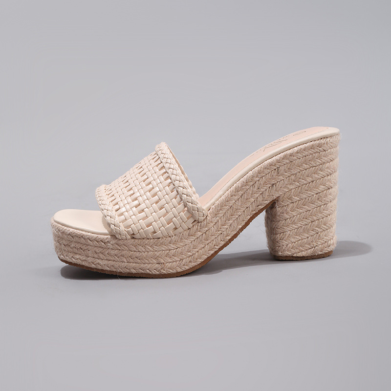 Hollow Hemp Rope Wedge Sandals