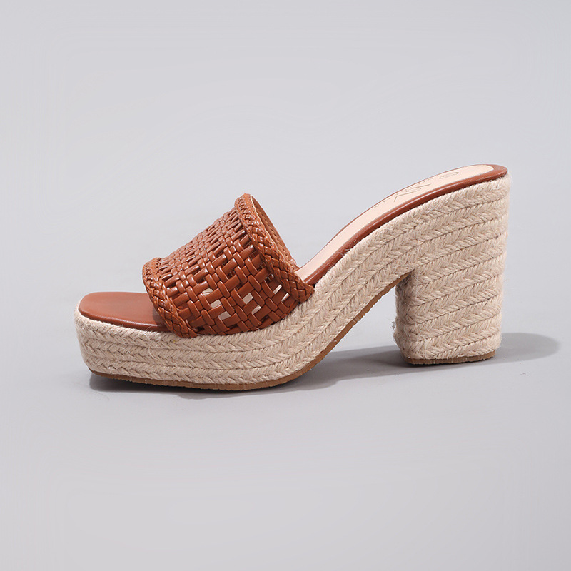 Hollow Hemp Rope Wedge Sandals