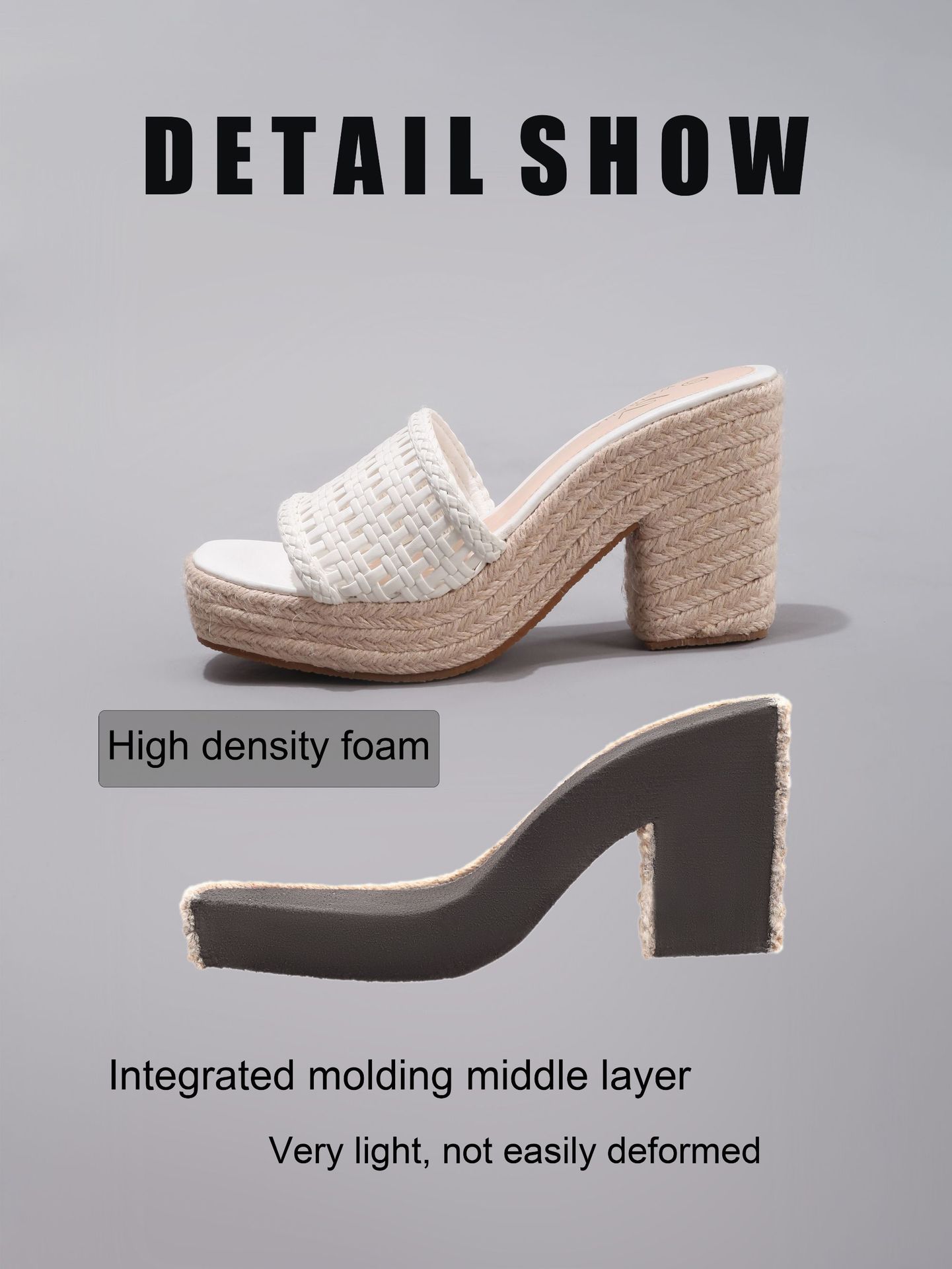 Hollow Hemp Rope Wedge Sandals