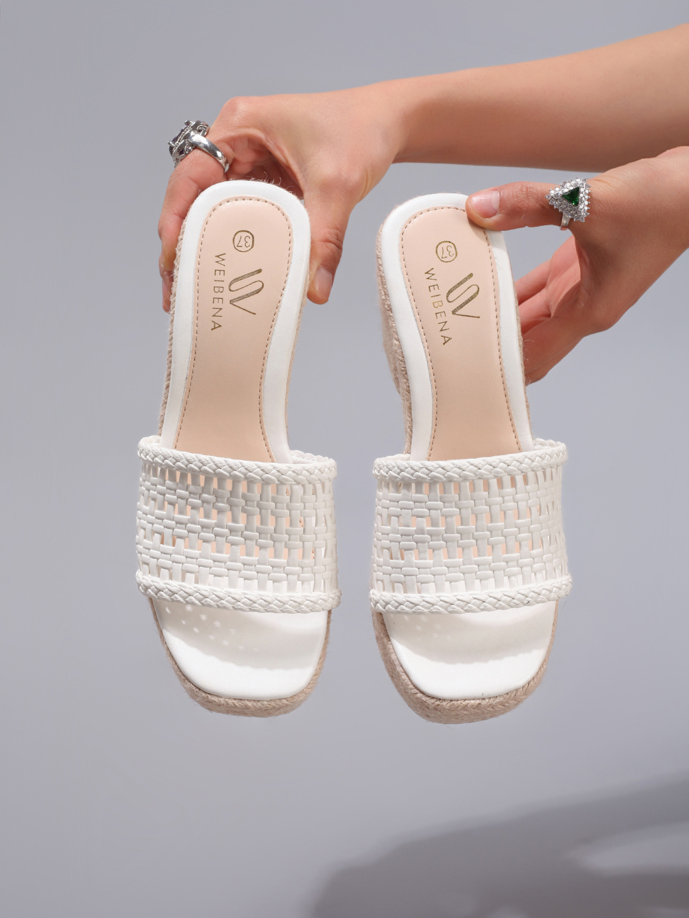 Hollow Hemp Rope Wedge Sandals