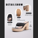 Linen Slope And Summer Vacation Waterproof Platform High Heels