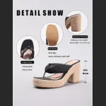 Linen Slope And Summer Vacation Waterproof Platform High Heels