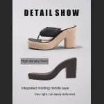 Linen Slope And Summer Vacation Waterproof Platform High Heels