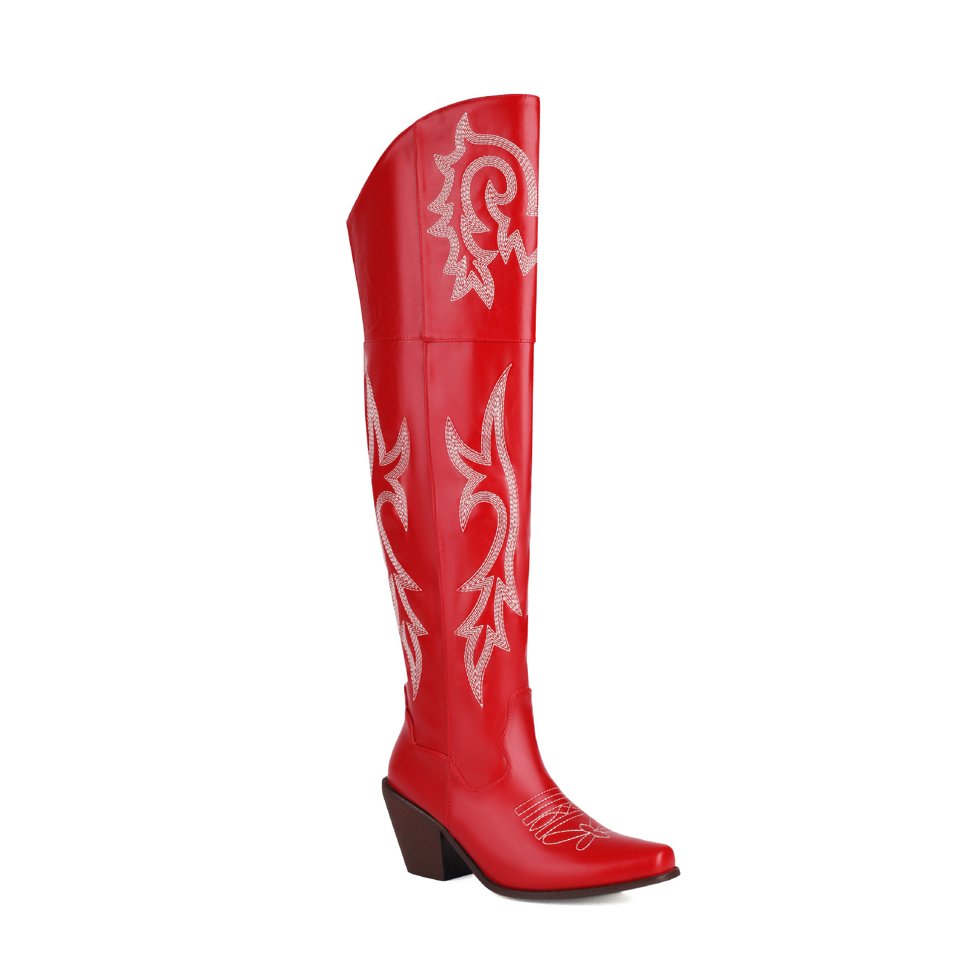 Martin Boots Embroidered Long Boots Knight Boots Thick High Heels